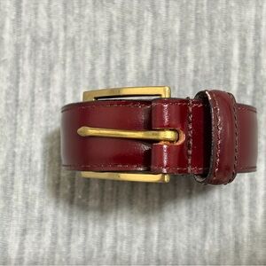 Dooney & Bourke Wellington Calf Leather Belt Burgundy Size 34 Brass Buckle USA